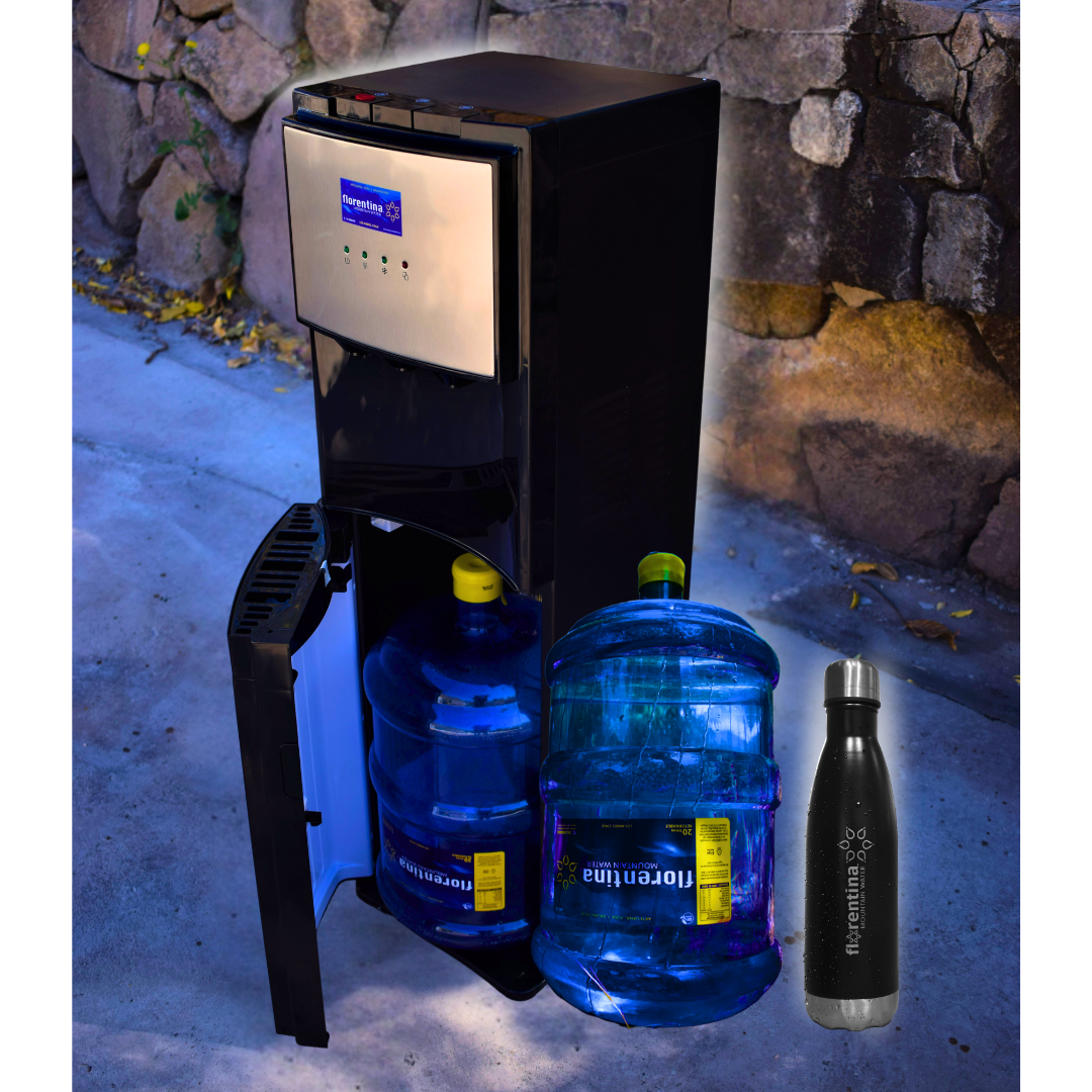 1 DISP 3 LLAVES CON BIDÓN OCULTO + 2 BIDONES 20L + 1 BOTELLA TÉRMICA 500ML.