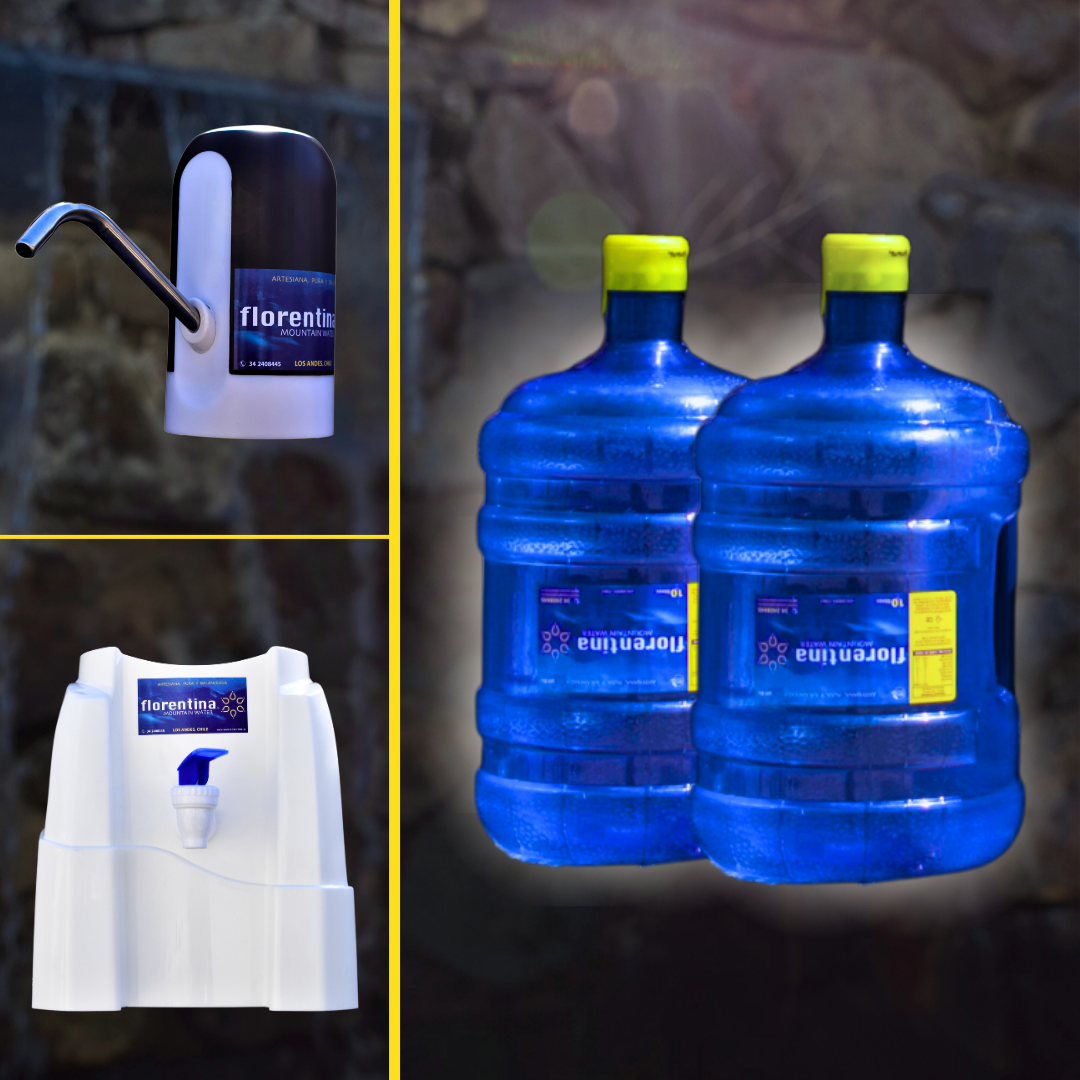 1 DISP PVC O BOMBA USB + 2 BIDONES CON RECARGAS DE 10lts + ECO BOLSA